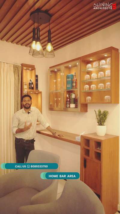 Vivacious interiors- Bar area of Varghese Panthalam #Barcounter  #Bar