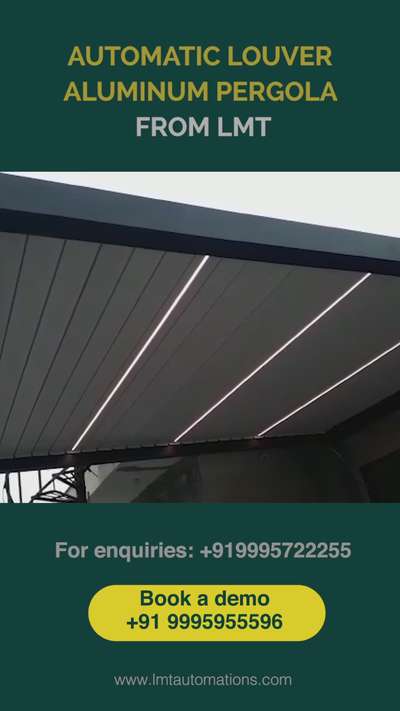 AUTOMATIC  LOUVERS PERGOLA IN KERLA #HomeAutomation #HouseDesigns #RoofingIdeas #automationsolutions #KeralaStyleHouse #ContemporaryDesigns #automaticroofing #automatic_shutters #automaticgates