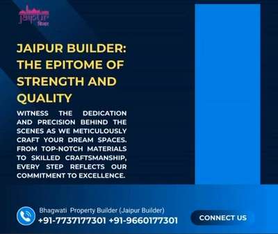 Jaipur Builder: The Epitome of Strength and Quality. 🏗️ Witness the dedication and precision behind the scenes as we meticulously craft your dream spaces. From top-notch materials to skilled craftsmanship, every step reflects our commitment to excellence. 🌟

Contact us:

🏢 Bhagwati Property Builder (Jaipur Builder)

#ConstructionExcellence 🛠️ #BuildingDreams 🌟
#RealEstateDevelopment 🏘️ #ConstructionInProgress 🚧
#DreamHome 🏡 #UnderConstruction 🏗️
#ArchitecturalDesign 🏛️ #HomeBuilders 🛠️
#ConstructionSite 🚧 #RealEstateInvesting 🏢
#PropertyDevelopment 🏗️ #ModernArchitecture 🏙️
#ResidentialConstruction 🏡 #CommercialRealEstate 🏢
#ConstructionLife 👷‍♂️ #UrbanDevelopment 🌆
#HomeConstruction 🏠 #ProjectManagement 📋
#ConstructionCompany 🏢 #BuildersLife 👷‍♀️
#CivilEngineering 🏗️ #JaipurRealEstate 🌇
#ArchitectureLovers 🏛️ #RenovationProject 🛠️