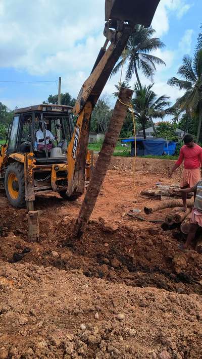 coconut piling 
site at kuttanad