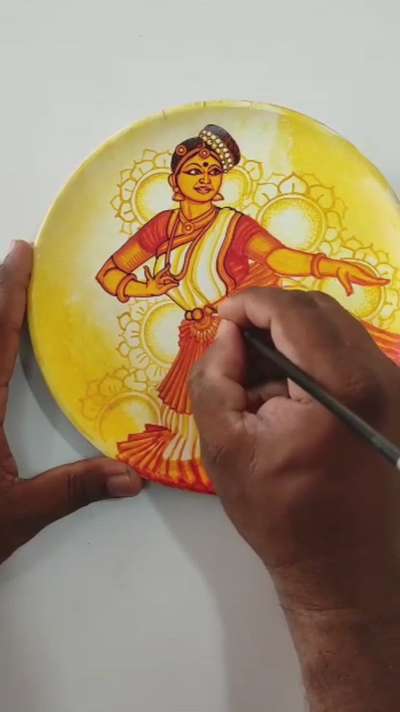 woodenplate on keralamural painting