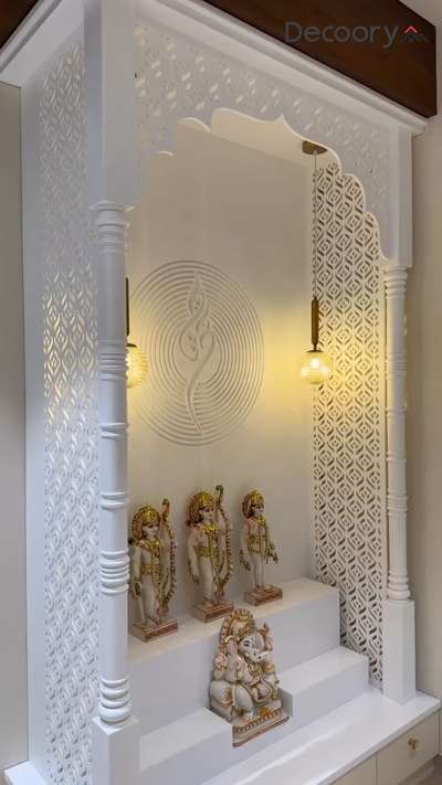 Peace begins at home… and in a beautiful mandir like this 🤍
.
.
#mandirdesign #homemandir #poojaroom #poojaroomdesign #homeinteriors #marblemandir #decoory #decooryinteriors