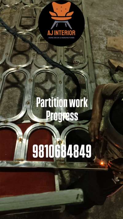 Partition work progress in stainless steel with pvd coating size can be customised available order now Pan india delivery available order now  #InteriorDesigner  #Architect  #LUXURY_INTERIOR  #interastudioLuxury  #partitiondesign  #Pvdcoatedfurniture