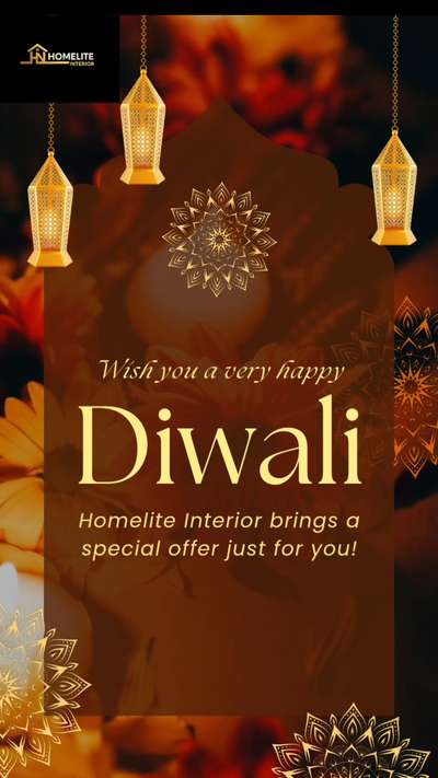 This Diwali, light up your home with a stunning new look! ✨
Get a flat 15% OFF on all interior design services from Homelite Interior! Limited-time offer.