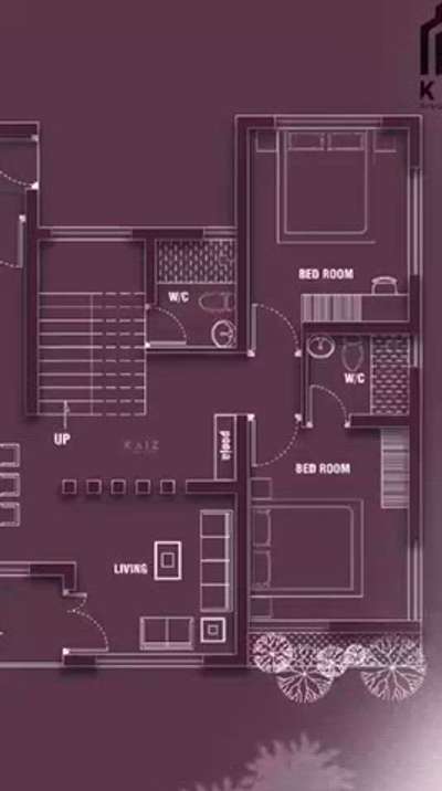 Ground floor 1072 sqft
2 BHK House plans🏡