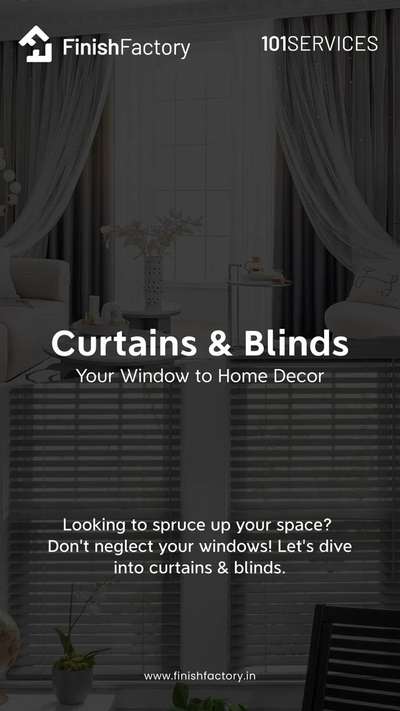 Curtains and Blinds! 🏠 

Looking to spruce up your space? Don’t neglect your windows!

Let’s dive in!

Save it for later.

For more tips, follow Finish Factory!

📞: 8086 186 101
https://www.finishfactory.in/


#finishfactory #101services #home #swings #types #reels #explore #trending #minimal #aesthetic #dream #swing #latest #homeedition #pergola #exteriors #element #curtains #blinds #home #LandscapeDesign