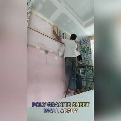 Polygranite sheet wall apply..