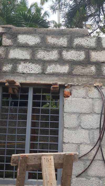 CMU work above lintel & Sunshade