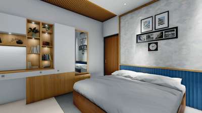 Simple bedroom design  #WardrobeDesigns  #studytable #headrest_