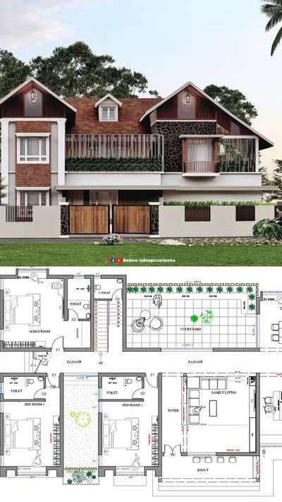 3900 Sq.ft ൽ ഡിസൈൻ ചെയ്ത ഒരു മോഡേൺ ട്രോപ്പിക്കൽ വീടും പ്ലാനും 🏡💕