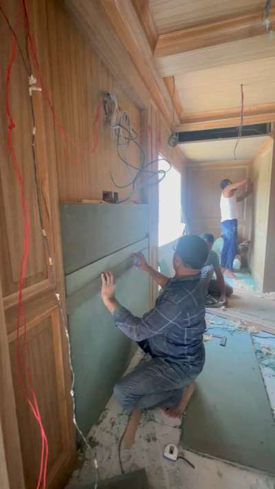 Office Work in progress fully veneer work made by shiba interiors #OfficeRoom #VeneerCeling #veneers #InteriorDesigner