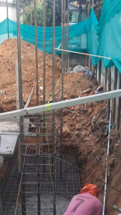 Column footing concrete for apartment building @ Kazhakkoottom