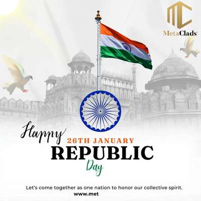 Built on freedom, designed for greatness, and cladded in unity! 🇮🇳
This Republic Day, let’s honor the strength of our nation and the vision that shapes it.
Happy Republic Day from metaClads!

#RepublicDay #StrengthInUnity #metaClads #proudindianmoment🇮🇳🚨🚓