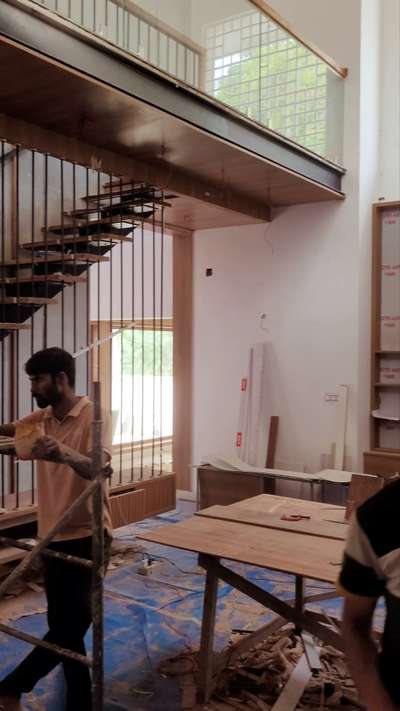 Siju Residence Nearing Completion
 #Architect #architecture #interior #stair #fabricatedstaircase #metalstair #interiordesign #modern #ContemporaryHouse #irinjalakuda