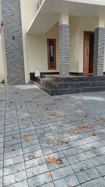 #thandoor stone  #with grass courtyard interlock tiles