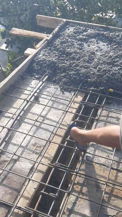 Concrete pouring on tower room , stair room roof slab .