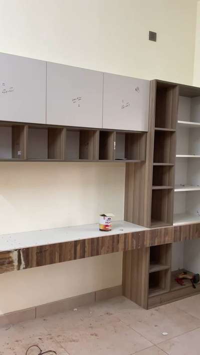 Customised study unit with book shelves #LivingRoom  #Carpenter #studyroominterior  #bookrack  #homeinterior