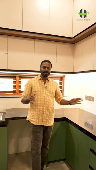 Modern modular kitchen with a solid concrete slab designed specially for vegetable cutting and daily prep ✨

Strong, durable, and easy to maintain