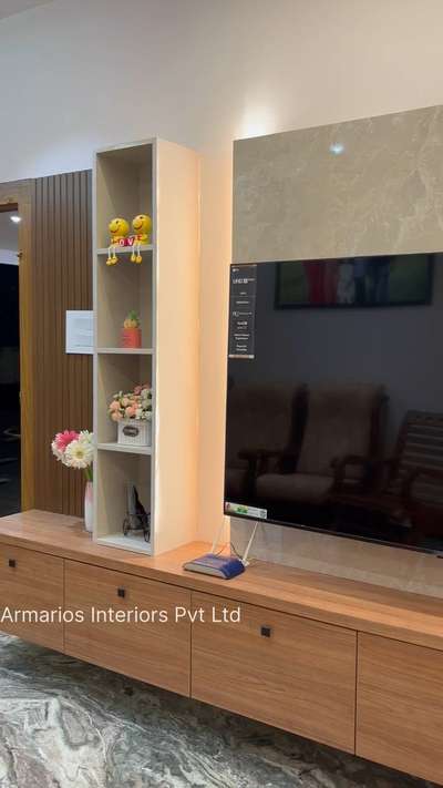 TV UNIT                                                                 #LivingRoomTVCabinet  #tvunits  #tvbackpaneling  #tvcabinet  #tvunitinterior  #tvunitinterior  #Architectural&Interior  #InteriorDesigner  #wpcpanel  #wpc  #wpclouvers