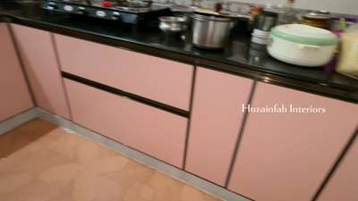 കുറഞ്ഞ ചിലവിൽ ROSES PINK COLOR ഇൽ ചെയ്ത Modular Kitchen Cabinet. Huzainfab Interiors