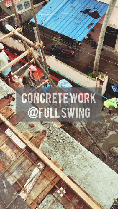 Concrete Work @full swing, despite heavy rain 🌧️ 

 #HouseConstruction  #constructionsite  #constructioncompany #construction