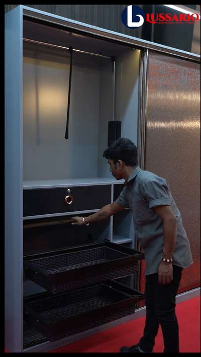 Galvanized Steel wardrobe with Laminated Fluted Glass  #lussario  #lussariosteelkitchen  #Steelwardrobe  #WardrobeDesigns  #Anti-Termite  #termiteresistant  #BedroomDecor