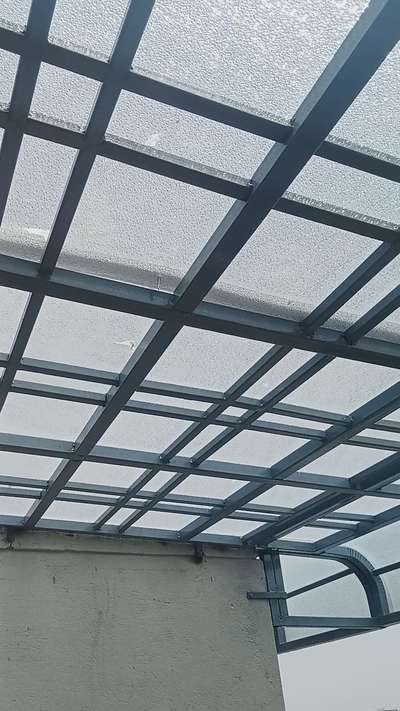 Polycarbonate sheet with TATA MS pipe shade at Elite Apex Mahalaxmi Nagar indore