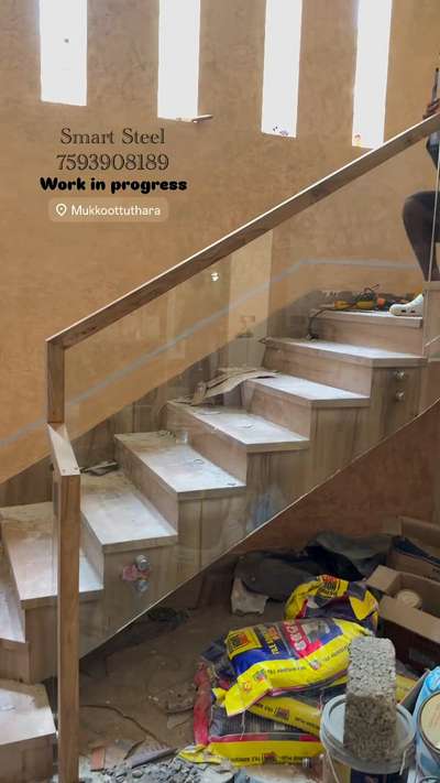 Work in progress  #workinprogress  #GlassHandRailStaircase  #GlassBalconyRailing  #aluminium  #teakwood  #hadwork  #allkerala  #kerala   #Kottayam