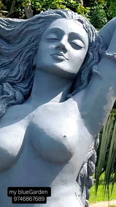 custom concrete Sculpture. mermaid on a shell. 14 feet . our team can design and deliver large sculptures for resorts , villas , public spaces etc . #sculpture #sculptureart #CEMENTIART #cementsculpture #mermaid