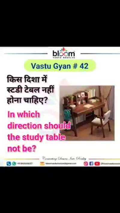 Your queries and comments are always welcome.
For more Vastu please follow @bloomvasturesolve
on YouTube, Instagram & Facebook
.
.
For personal consultation, feel free to contact certified MahaVastu Expert through
M - 9826592271
Or
bloomvasturesolve@gmail.com

#vastu 
#mahavastu #mahavastuexpert
#bloomvasturesolve
#vastuforhome
#vastuforhealth
#vastuforeducation
#study
#education
#ene_zone
#studytable