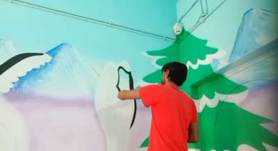 landscape painting 🎨🖌️ 
.
.
 #paintingart  #WallDecors  #WallPainting  #WallDecors  #painting  #cartoonwallart  #HouseDesigns  #Designs