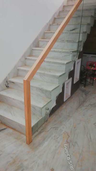 #glass  #wooden handrails  #toughened Glass handrails