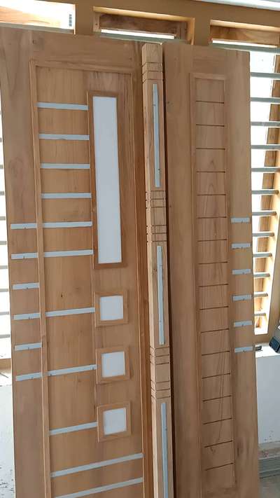 teak wood main door fixing after plaster work #TeakWoodDoors