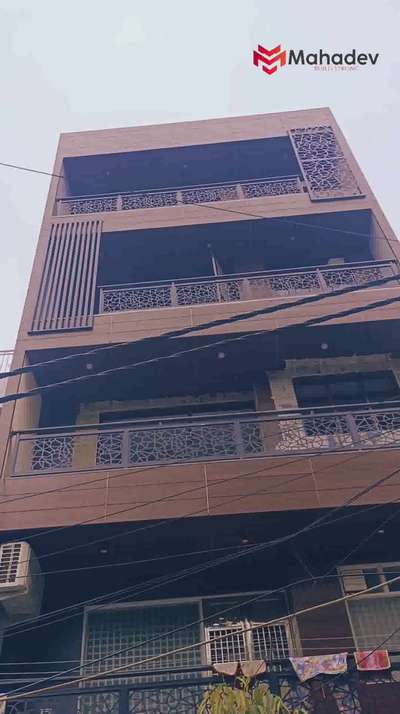 Front Elevation in  Preet Vihar by Mahadev Constructions Pvt Ltd #frontfacade #HomeDecor    #fundermax  #mahadevconstructions   #frontelevation