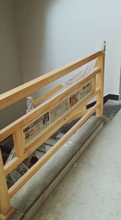 Stair Railing pine wooden use .... Beautiful work . good finishing...