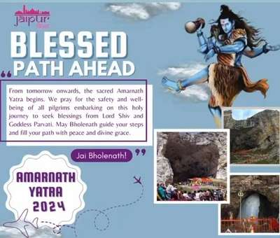 Tagline: “Blessed Path Ahead”

From tomorrow onwards, the sacred Amarnath Yatra begins. We pray for the safety and well-being of all pilgrims embarking on this holy journey to seek blessings from Lord Shiv and Goddess Parvati. May Bholenath guide your steps and fill your path with peace and divine grace.

Jai Bholenath!

Team, Bhagwati Builder (Jaipur Builder)