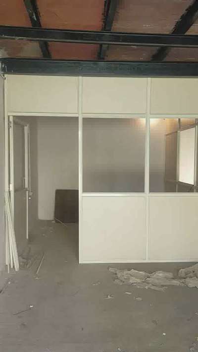 Aluminium powder coating partition cabin  #AluminiumWindows  #toughenedpartition  #SlidingWindows