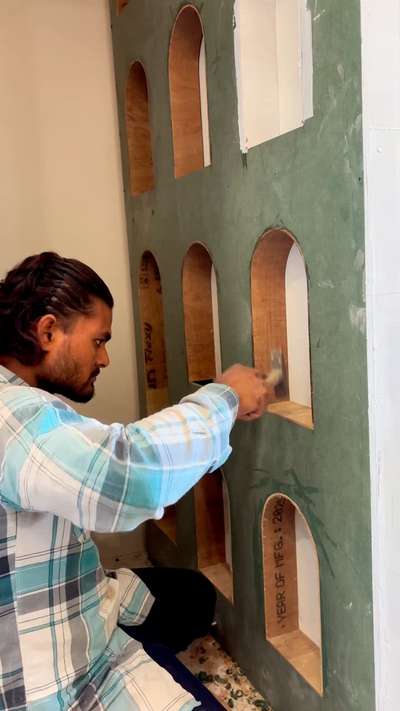 Proof that you don’t need a big space to create a grand entry.
Custom moulding and a fresh finish completely changed the feel of this foyer
 #foyerdesign  #iamjindesigns  #Minimalistic