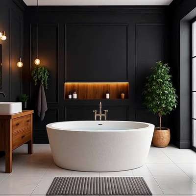 The art of stone looks bathtub,  toilet seat, wash basin with mirror  and bathroom wall crafted for our esteemed customers by #VERRONdesigns powered by #COLSTON