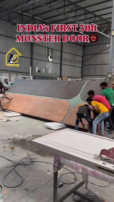 30FT MONSTER DOOR 👹

India's first 30x10 factory-finished door set?
Yeah, we made it. No one else can. We're the best. 

We built this door fully factory-finished: paint, polish, everything. All hardware is included; just install it on-site. It's an engineered flush door with an aluminum frame, featuring a Bolio design on one side and a veneer design on the other, as per the client's request. The door frame is made entirely of engineered plywood and Bolio, with PU acrylic paint. The door's four sides are fully covered with veneer flitch to ensure a consistent finish.

#asinteriorexpert
#doors #door #doordesign #doordecor #maindoor #luxurydesign #luxurydoors #interior #interiors #interiordesign #interiordecor #design #designs #designer #decor #homedecor #homedesign #home #homestyle #oakwooddoors #architecture #architect #livingroom #reels #reelkarofeelkaro #viral #trendingreels #viralvideos #veneerdoor