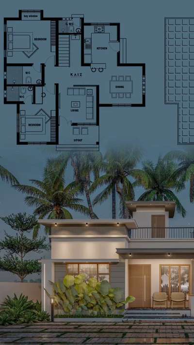 From sketch to a structure, every detail matter. Here’s glimpse of our latest 3D design paired with its plan
2 BHK in 1057 sqft
Ground floor:965 sqft
First floor: 92 sqft
Proposed residence for Mr. Prasanth and family🤎
Location: Trissur