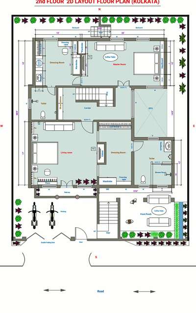 Duplex Floor Layout Plan 2D model