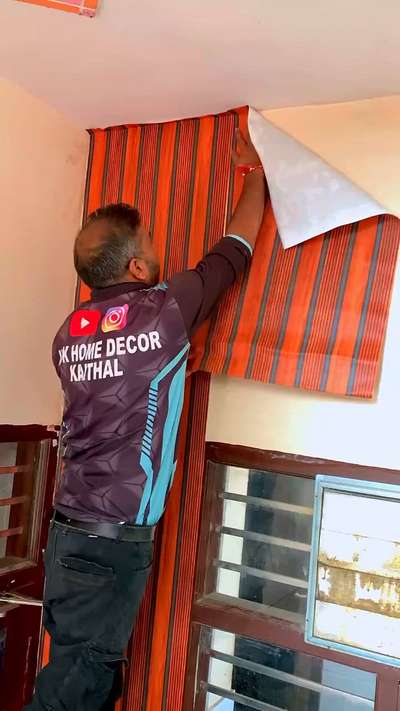 Wooden wallpaper installation at 20₹ per square foot by hsk home decor Kaithal  # #hskhomedecor  #HouseDesigns  #HomeDecor  #InteriorDesigner  #WallDecors  #kaithal 20