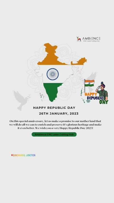 Happy Republic Day 🇮🇳
JaiHind❤
.
.
.
#RepublicDay #republicday2023 #eanchakkal #trivandrumbuilders #trivandrumhomes #trivandrum@ #cnc #micapressing #panelsawsheetcutting 
#edgebanding #carving #metalcuttings #InteriorDesigner #Architectural&Interior #ambiencecnccuttinghub #ambiencecnc #ambienceservices #morespace_interiorconcepts