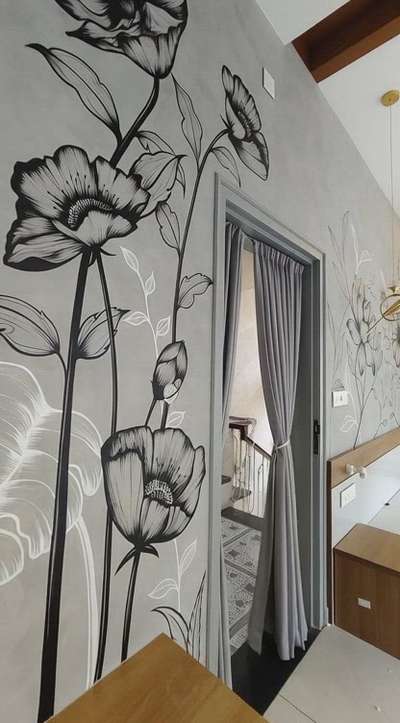 wall Decor Texture with mural #WallDecors #WallPainting #wallart #walldrawing #artwork #TexturePainting #texture #textureworks #KeralaStyleHouse #HomeDecor #homedecorkerala #roomdecorideas