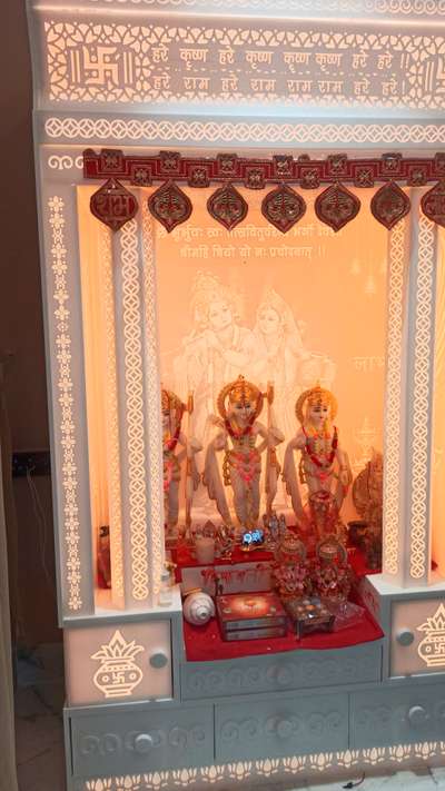 #Customized 3d designer modern Corian Mandir with led lights Complete mandir#